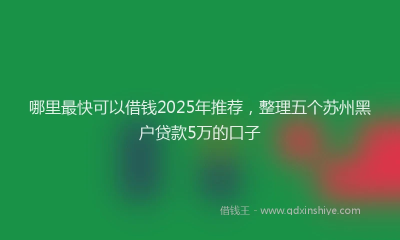 哪里最快可以借钱2025年推荐，整理五个苏州黑户贷款5万的口子