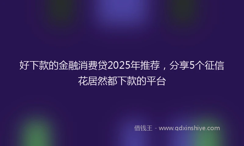 好下款的金融消费贷2025年推荐，分享5个征信花居然都下款的平台