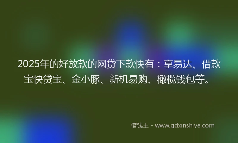 2025年的好放款的网贷下款快有：享易达、借款宝快贷宝、金小豚、新机易购、橄榄钱包等。