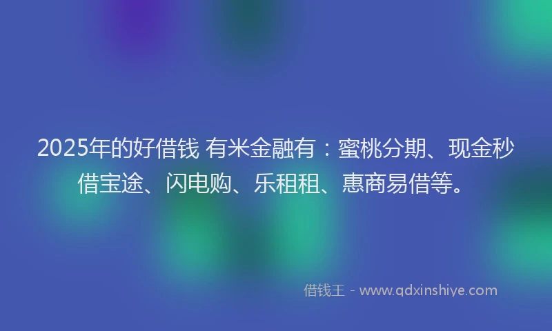 2025年的好借钱 有米金融有：蜜桃分期、现金秒借宝途、闪电购、乐租租、惠商易借等。