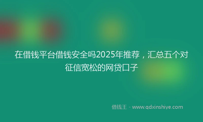 在借钱平台借钱安全吗2025年推荐，汇总五个对征信宽松的网贷口子