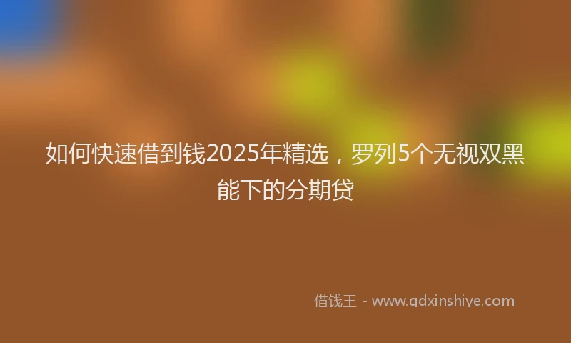 如何快速借到钱2025年精选，罗列5个无视双黑能下的分期贷