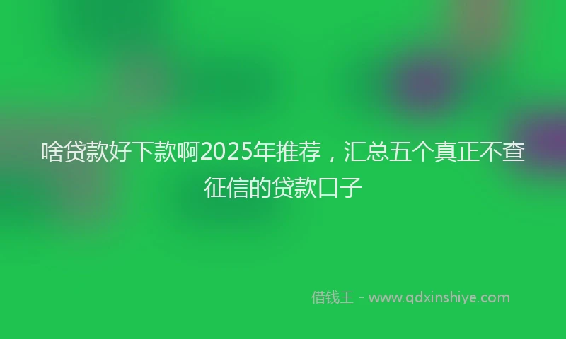 啥贷款好下款啊2025年推荐，汇总五个真正不查征信的贷款口子