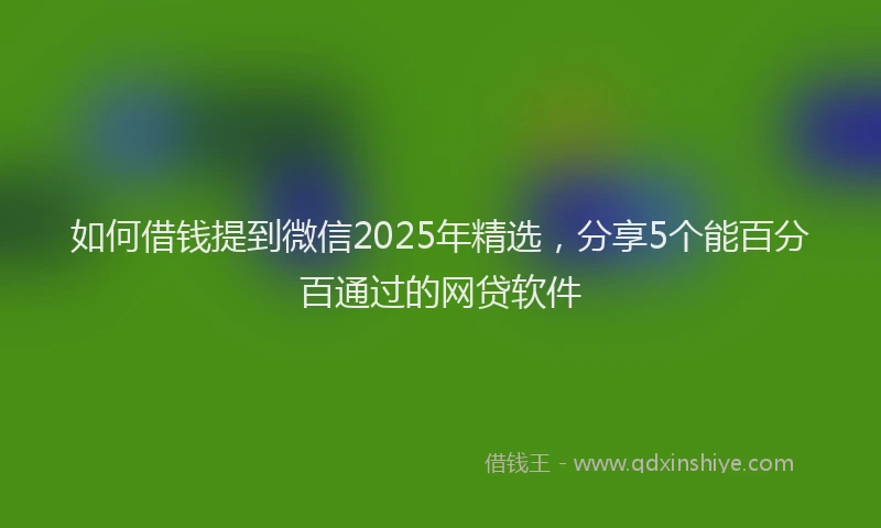 如何借钱提到微信2025年精选，分享5个能百分百通过的网贷软件