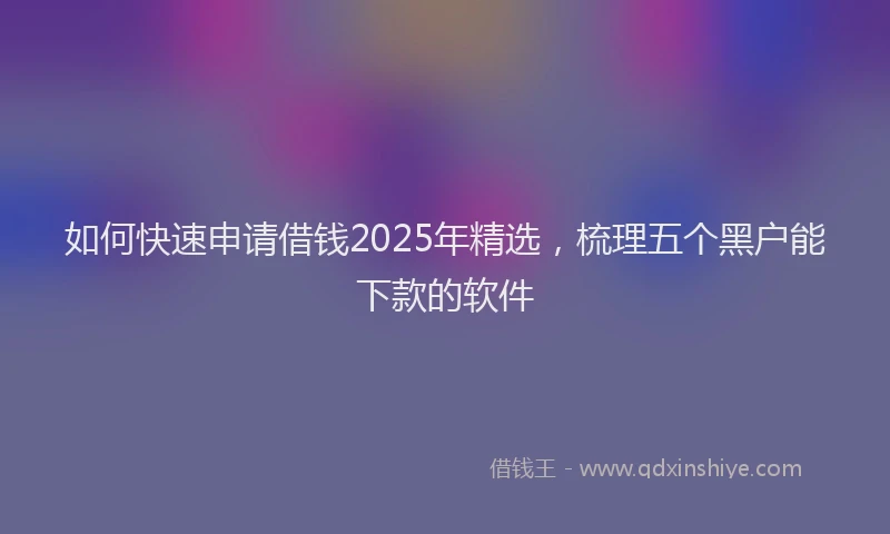 如何快速申请借钱2025年精选，梳理五个黑户能下款的软件