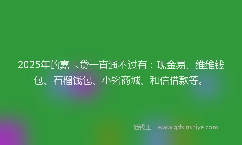 2025年的嘉卡贷一直通不过有：现金易、维维钱包、石榴钱包、小铭商城、和信借款等。