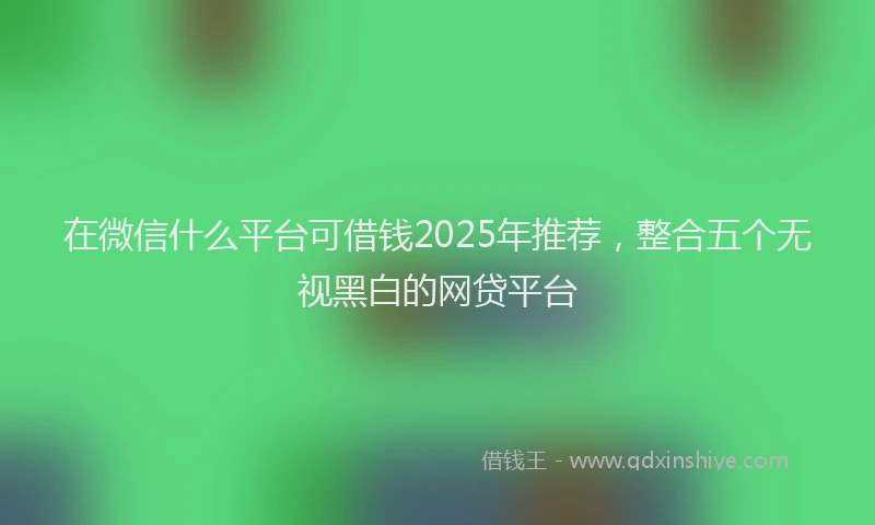 在微信什么平台可借钱2025年推荐，整合五个无视黑白的网贷平台