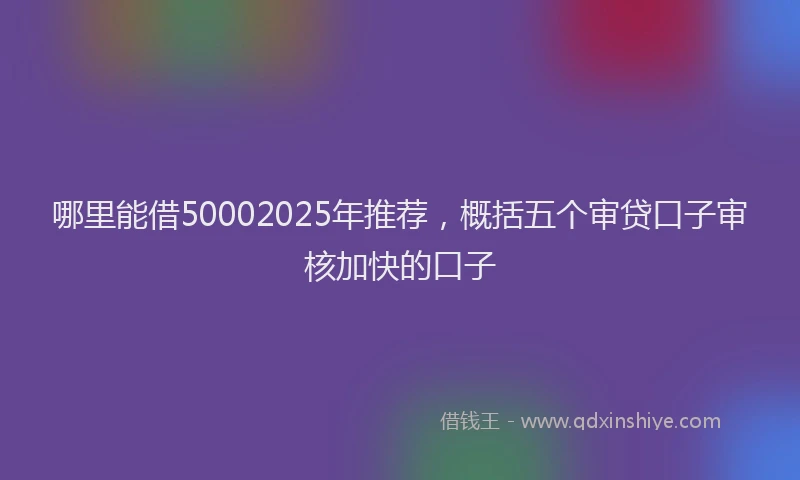 哪里能借50002025年推荐，概括五个审贷口子审核加快的口子