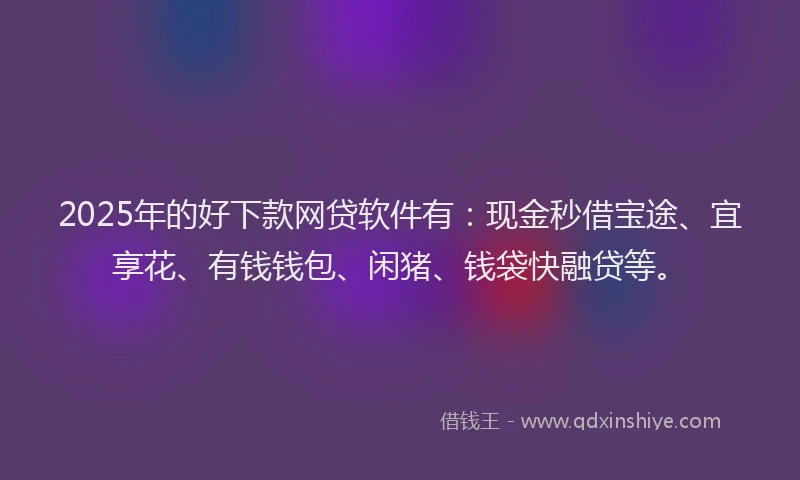 2025年的好下款网贷软件有：现金秒借宝途、宜享花、有钱钱包、闲猪、钱袋快融贷等。
