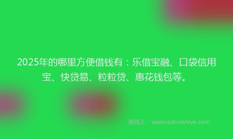 2025年的哪里方便借钱有：乐借宝融、口袋信用宝、快贷易、粒粒贷、惠花钱包等。