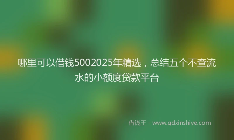 哪里可以借钱5002025年精选，总结五个不查流水的小额度贷款平台