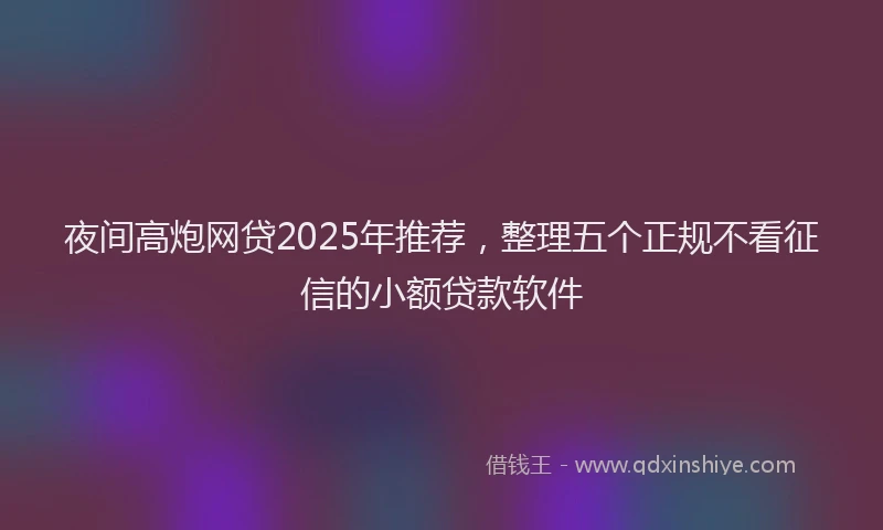 夜间高炮网贷2025年推荐，整理五个正规不看征信的小额贷款软件
