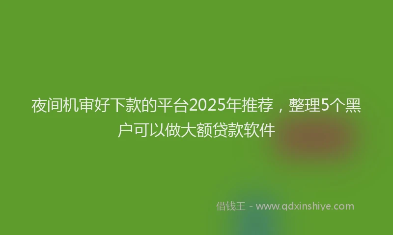 夜间机审好下款的平台2025年推荐，整理5个黑户可以做大额贷款软件