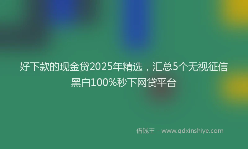 好下款的现金贷2025年精选，汇总5个无视征信黑白100%秒下网贷平台