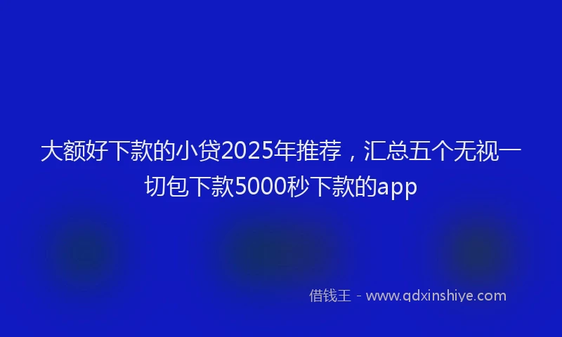 大额好下款的小贷2025年推荐，汇总五个无视一切包下款5000秒下款的app