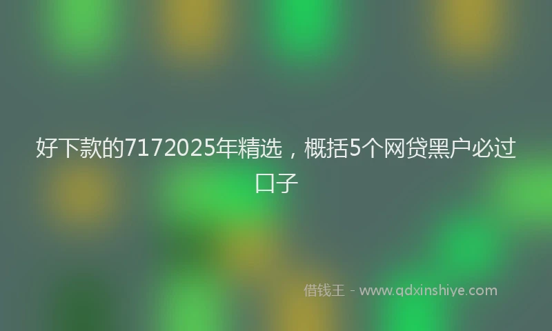 好下款的7172025年精选，概括5个网贷黑户必过口子