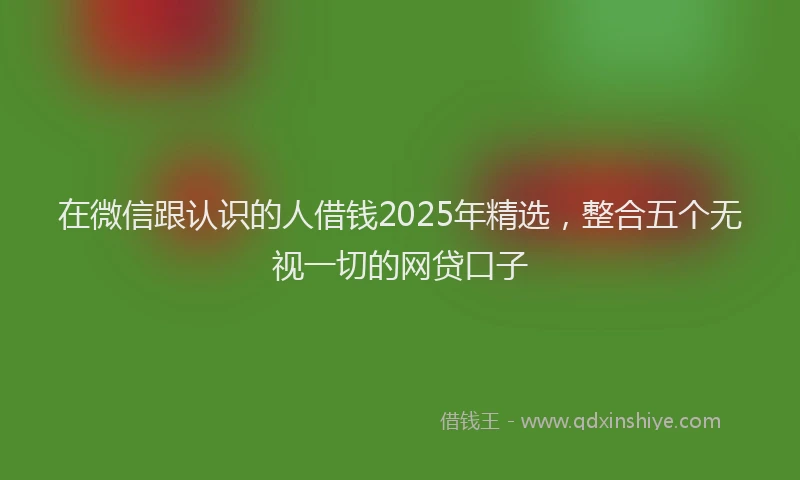 在微信跟认识的人借钱2025年精选，整合五个无视一切的网贷口子