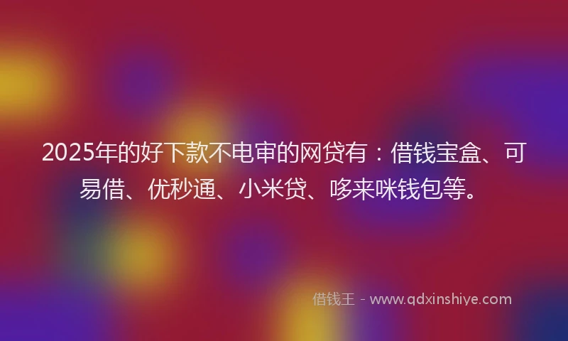 2025年的好下款不电审的网贷有：借钱宝盒、可易借、优秒通、小米贷、哆来咪钱包等。