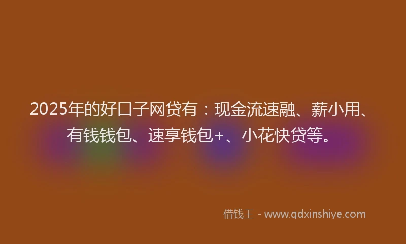 2025年的好口子网贷有：现金流速融、薪小用、有钱钱包、速享钱包+、小花快贷等。