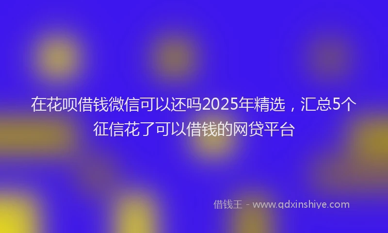 在花呗借钱微信可以还吗2025年精选，汇总5个征信花了可以借钱的网贷平台