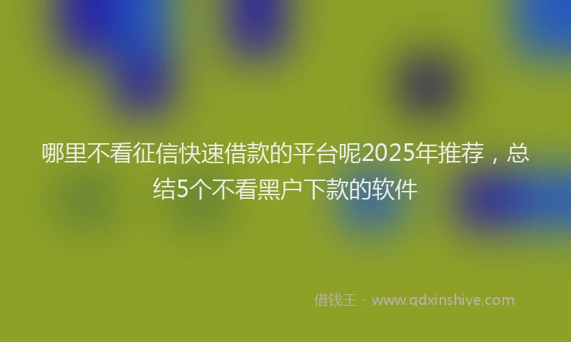哪里不看征信快速借款的平台呢2025年推荐，总结5个不看黑户下款的软件