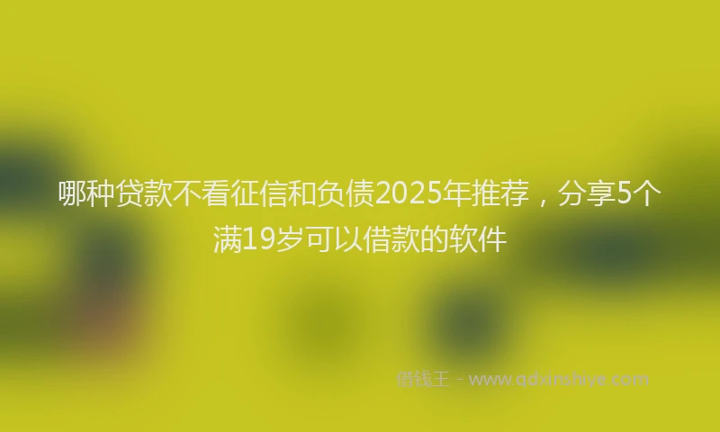 哪种贷款不看征信和负债2025年推荐，分享5个满19岁可以借款的软件