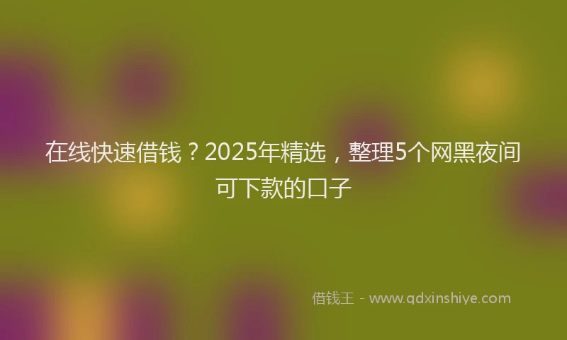 在线快速借钱？2025年精选，整理5个网黑夜间可下款的口子