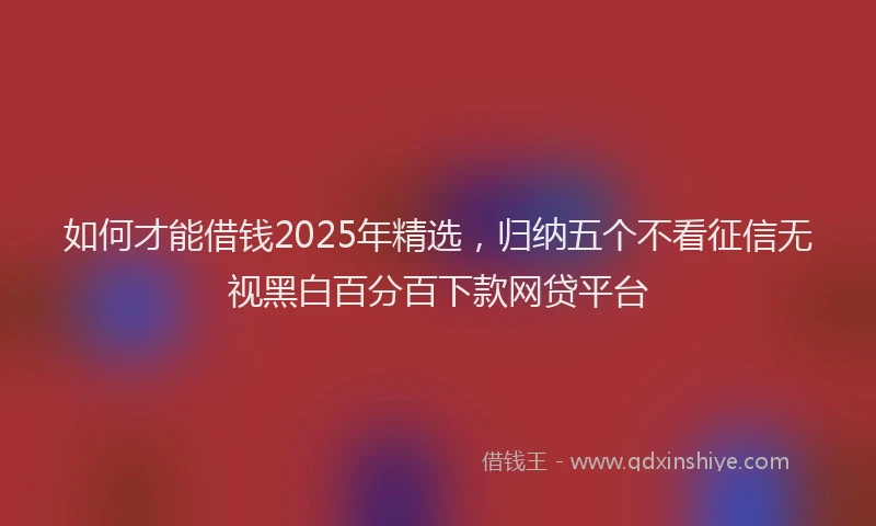 如何才能借钱2025年精选，归纳五个不看征信无视黑白百分百下款网贷平台
