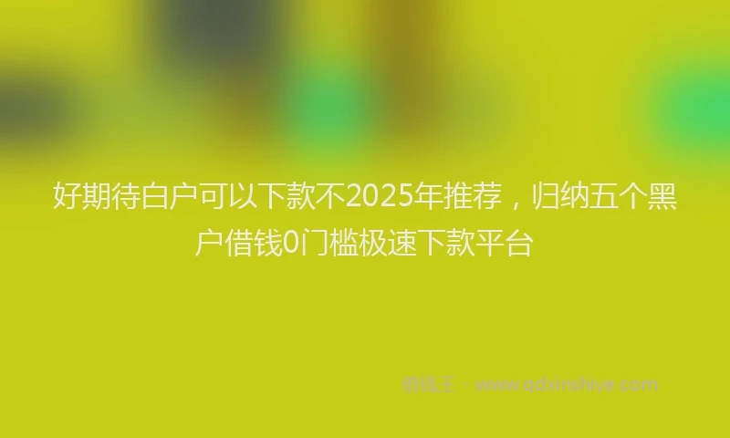 好期待白户可以下款不2025年推荐，归纳五个黑户借钱0门槛极速下款平台