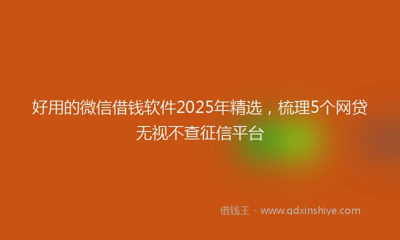好用的微信借钱软件2025年精选，梳理5个网贷无视不查征信平台