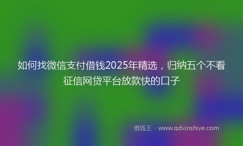 如何找微信支付借钱2025年精选，归纳五个不看征信网贷平台放款快的口子