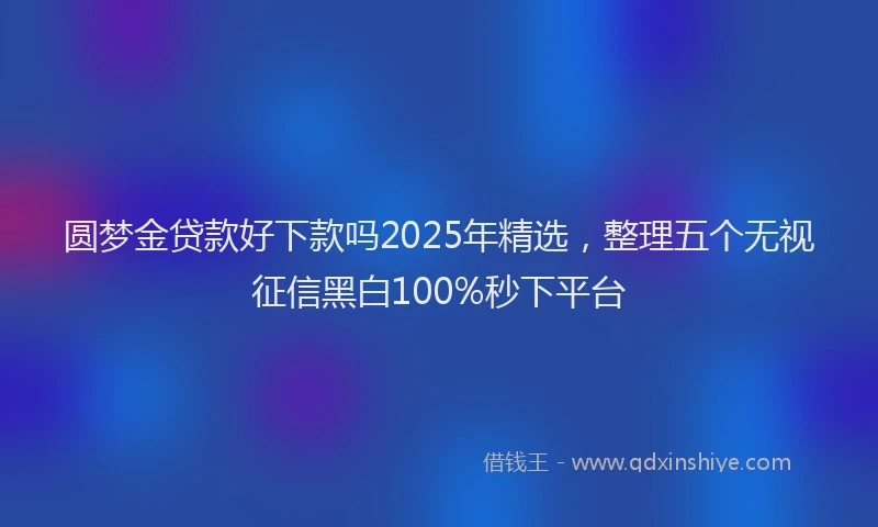 圆梦金贷款好下款吗2025年精选，整理五个无视征信黑白100%秒下平台