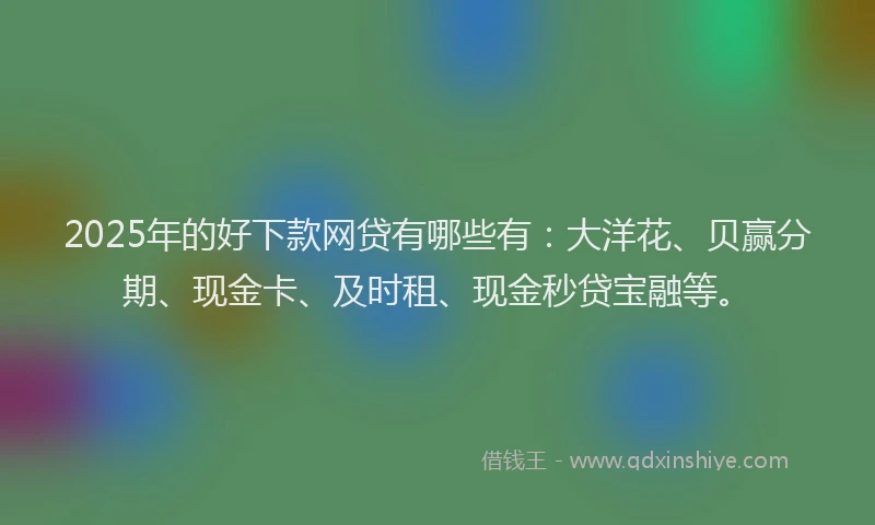2025年的好下款网贷有哪些有：大洋花、贝赢分期、现金卡、及时租、现金秒贷宝融等。