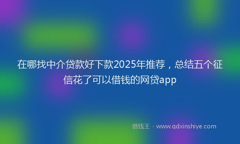 在哪找中介贷款好下款2025年推荐，总结五个征信花了可以借钱的网贷app