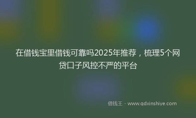 在借钱宝里借钱可靠吗2025年推荐，梳理5个网贷口子风控不严的平台
