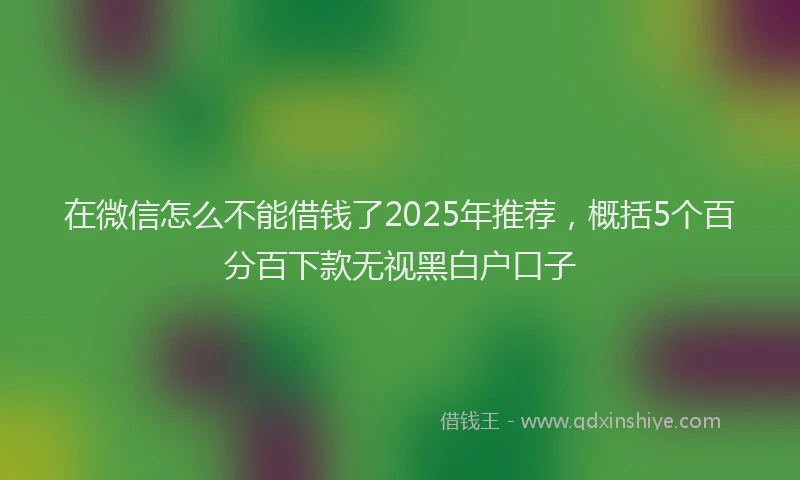 在微信怎么不能借钱了2025年推荐，概括5个百分百下款无视黑白户口子