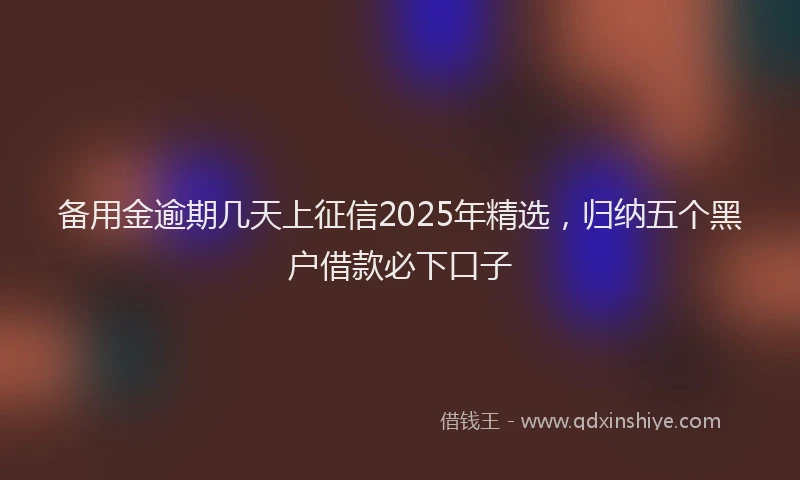 备用金逾期几天上征信2025年精选，归纳五个黑户借款必下口子