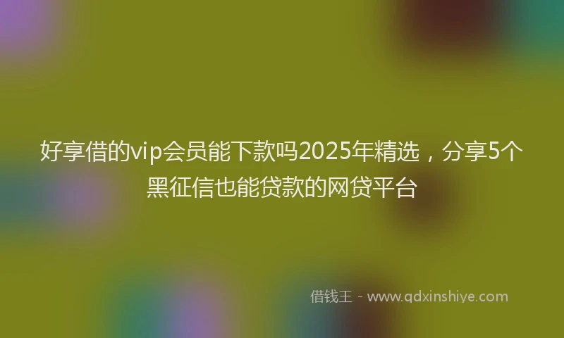好享借的vip会员能下款吗2025年精选，分享5个黑征信也能贷款的网贷平台