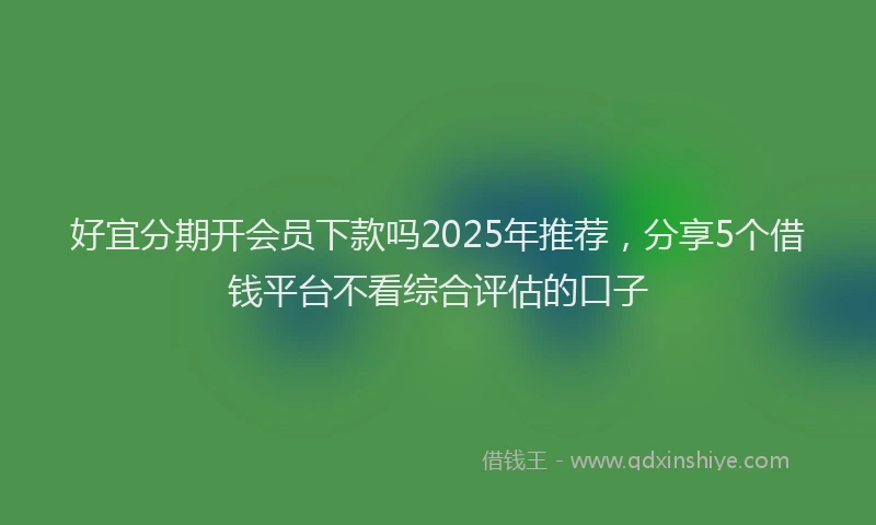 好宜分期开会员下款吗2025年推荐，分享5个借钱平台不看综合评估的口子