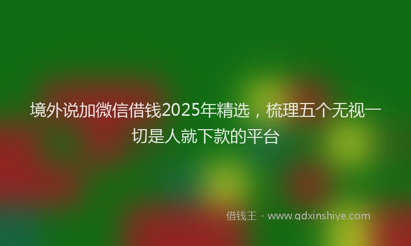 境外说加微信借钱2025年精选，梳理五个无视一切是人就下款的平台