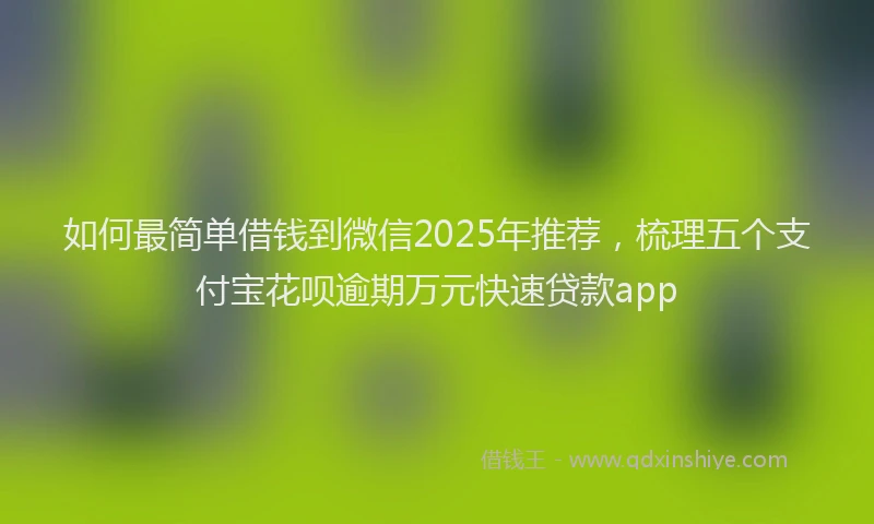 如何最简单借钱到微信2025年推荐，梳理五个支付宝花呗逾期万元快速贷款app