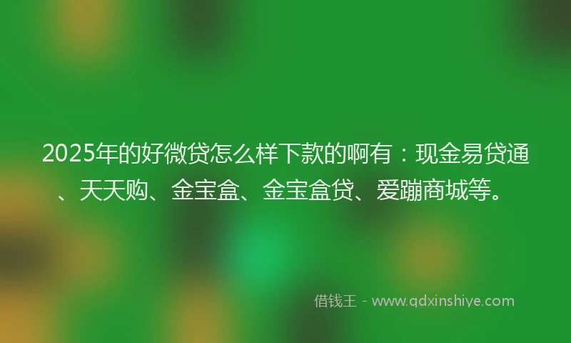 2025年的好微贷怎么样下款的啊有：现金易贷通、天天购、金宝盒、金宝盒贷、爱蹦商城等。