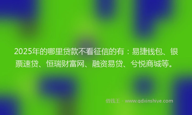 2025年的哪里贷款不看征信的有：易捷钱包、银票速贷、恒瑞财富网、融资易贷、兮悦商城等。