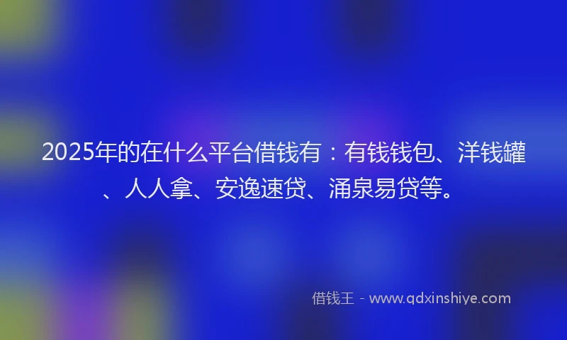 2025年的在什么平台借钱有：有钱钱包、洋钱罐、人人拿、安逸速贷、涌泉易贷等。
