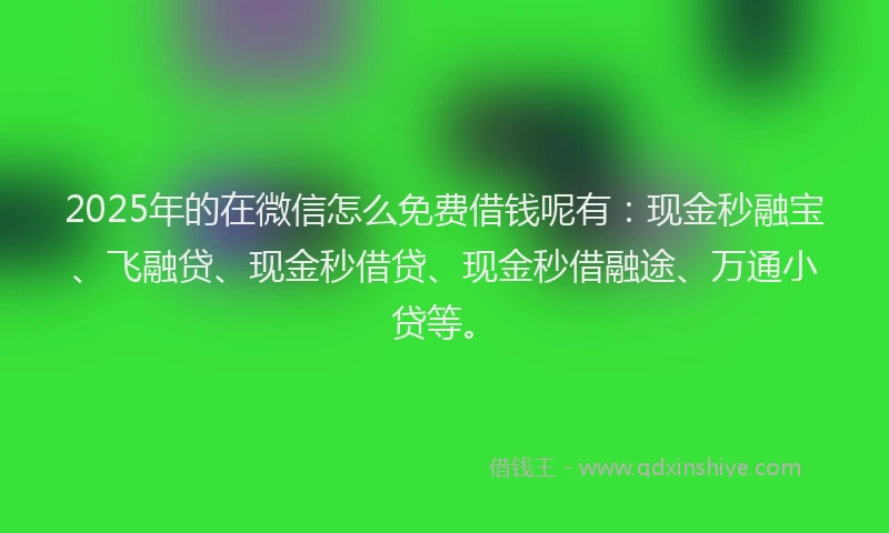 2025年的在微信怎么免费借钱呢有：现金秒融宝、飞融贷、现金秒借贷、现金秒借融途、万通小贷等。