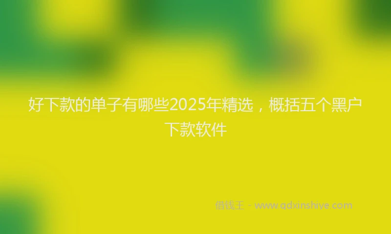 好下款的单子有哪些2025年精选，概括五个黑户下款软件