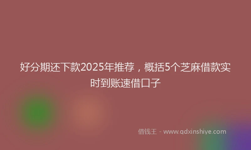 好分期还下款2025年推荐，概括5个芝麻借款实时到账速借口子