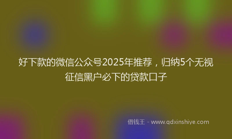 好下款的微信公众号2025年推荐，归纳5个无视征信黑户必下的贷款口子