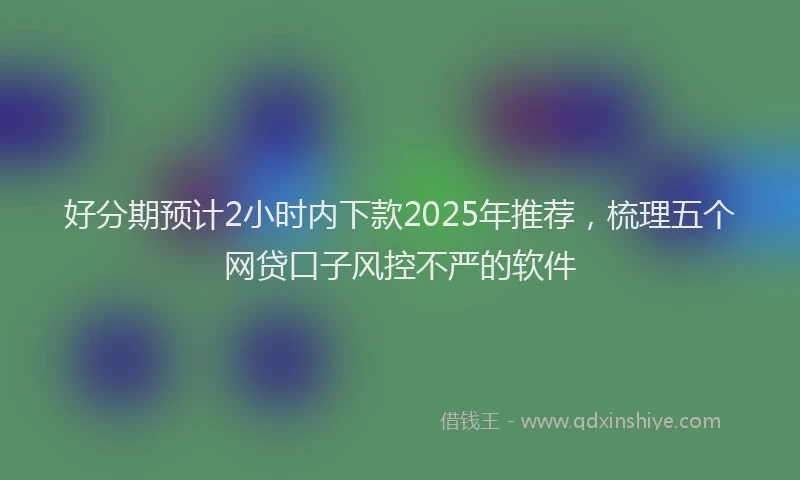 好分期预计2小时内下款2025年推荐，梳理五个网贷口子风控不严的软件