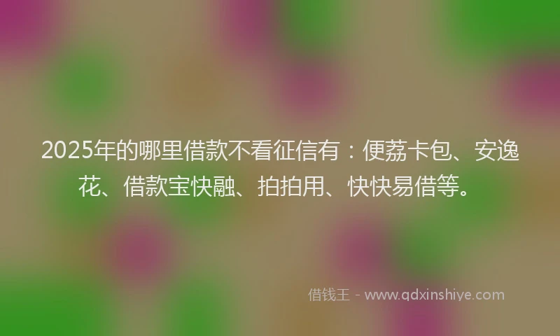 2025年的哪里借款不看征信有：便荔卡包、安逸花、借款宝快融、拍拍用、快快易借等。